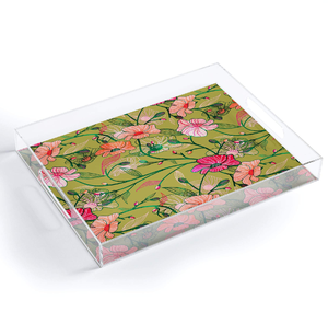 Chic Crystal Acrylic Serving Storage Tray For <b>Coffee</b> Snacks Breakfast Floral Printed Organizer Platter For Homes Cafes & Hotels - Product Image 5