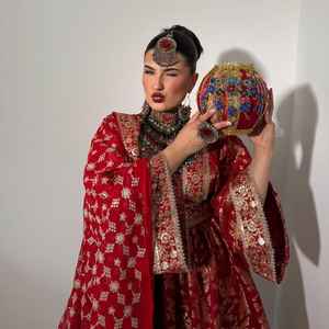 ชุดแต่งงานแบบดั้งเดิมของชนเผ่าบันจารา คุณภาพสูง แฟชั่นลำลอง เรียบง่าย ปักลายแบบอัฟกานิสถาน - Product Image 5