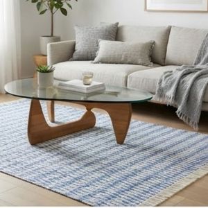 Newest Trending Geometric Pattern Area <b>Rug</b> Rectangle Blue White Flat Weave 100% Cotton Jute Backing at Wholesale Price - Product Image 4