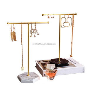 Soporte para pendientes de barra en T de latón, mueble personalizado, tarjeta de metal, collar, exhibición de joyería - Product Image 1