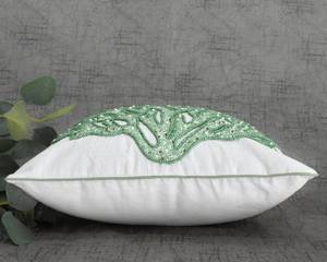 Housse de coussin perlée en corail blanc et vert de qualité supérieure, faite à la main, pour accentuer l'intérieur - Product Image 4