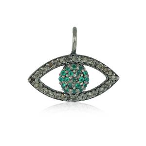 Pendentif en diamant émeraude, pierre du monde rose, breloque pour un œil, bijoux Metarock - Product Image 1