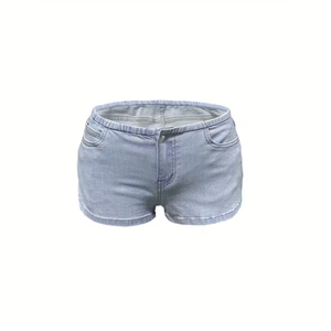 Pantalones Cortos de Mezclilla de Alta Calidad, Pantalones Casuales de Cintura Alta, Jeans Azules, Cintura Elástica, Secado Rápido, 180g, Digitales - Product Image 1