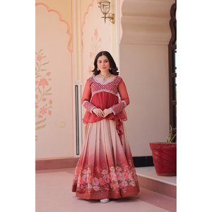 Belle fleur imprimé Lehenga Choli pour les robes de soirée ou de cocktail améliore le look élégant - Product Image 4