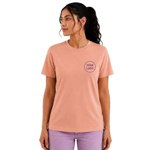 Manufacturer Custom <b>Peach</b> Pink Womens TShirt With Custom Logo Short Sleeve Round Neck Casual <b>Top</b> Soft Fabric Summer Fashion Wear - Product Image 1