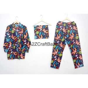 Camisa de Mujer de Lujo, Estilo Bohemio Romántico, Estampado Floral, 100% Algodón, Manga Larga, Cuello Camisero, Cierre Elástico en la Cintura, Transpirable y Suave - Product Image 4