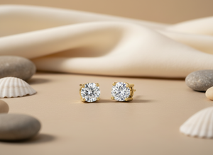 Pendientes de Oro de 14k con Diamante Solitario VVS1 Cultivado en Laboratorio, Diseño Clásico de 4 Puntas, Fabricante de Joyería, Venta al por Mayor, Par de Novia, OEM - Product Image 2