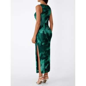 Custom <b>Womens</b> Sleeveless Floral Print Bodycon Maxi <b>Dress</b> Fitted Party Club Ruched <b>Dresses</b> with Side <b>Slit</b> Queen Size - Product Image 2