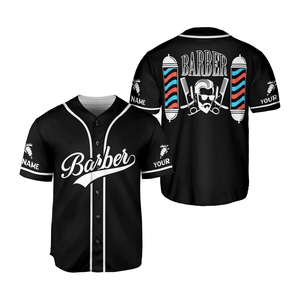 Logotipo personalizado para barbería, sublimación, nueva llegada, bata de barbero lavable, camiseta de barbero, estilo jersey de béisbol para barbería - Product Image 6