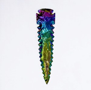 Pointe de flèche en titane Aura de 4 pouces, agate de quartz de super qualité, cœur sculpté, pierre précieuse d'art Reiki, nouveau look, cristal naturel fantaisie - Product Image 4