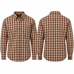 Best Design Classy Look <b>Men's</b> <b>Brown</b> Plaid Flannel Long Sleeve Button Down Work Wear Flannel <b>Shirt</b> - Product Image 1