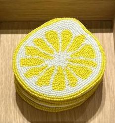 Lime Slice <b>Beaded</b> <b>Coaster</b> Handmade Fruit Design Drink Mat Summer Table Decor - Product Image 2