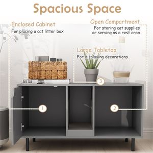Luxury Gray <b>Cat</b> Litter <b>Box</b> Enclosure Large Capacity Wood and PC Cute and Stylish for Living Room Price - Product Image 4