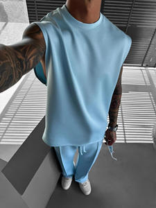 Débardeur sans manches en tricot bleu pour homme, col rond, couleur unie, vêtements décontractés, costumes pour homme, tenues de couleur unie - Product Image 6