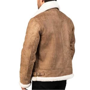 Chaqueta de cuero marrón premium para hombre, de gamuza suave, cuero auténtico, con cierre de cremallera, cuello de banda y diseño elegante, estilo motero. - Product Image 4