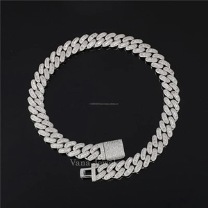 Bold 17MM Chapado en oro 925 Collar de plata esterlina 45CM 18 pulgadas de longitud Alto brillo Unisex Streetwear Hip Hop Joyería Moissanite - Product Image 2