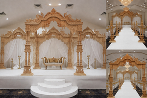 Mandap de Manavarai para bodas del sur en EE. UU., decoración interior para bodas kannadenses con grabado de Ganesha, para salones de eventos en EE. UU. - Product Image 6