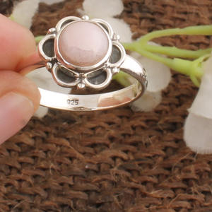 925 Sterling Silver Natural Peruvian Pink Opal Ring for Women <b>Handmade</b> Vintage Oval Gemstone Anniversary Ring <b>Jewelry</b> Wholesale - Product Image 6