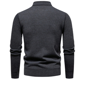 <b>Mens</b> Charcoal Grey Quarter Zip Knitted Sweater Long Sleeve Ribbed Stand Collar <b>Pullover</b> for Casual Wear and Wholesale Clothing - Product Image 2