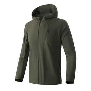 Nouvelle arrivée, veste coupe-vent imperméable décontractée en polyester à capuche, logo personnalisé, veste zippée pour l'extérieur - Product Image 4