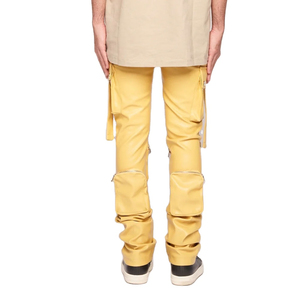 Pantalon cargo en cuir pour homme, coupe confortable, poches fonctionnelles, design personnalisé pour les jeunes, usage quotidien, vente en gros. - Product Image 2