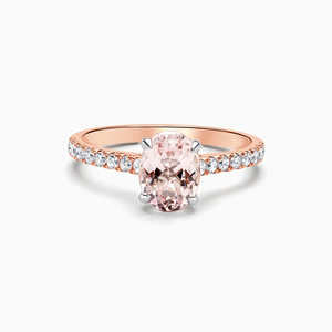 Anillo de Compromiso de Oro Amarillo de 18 Quilates con Morganita de Corte Ovalado de 1.23 Quilates y Diamantes, Anillo de Cóctel de Lujo Chapado en Rodio, Certificado por IGI - Product Image 1