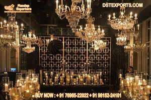 Mur de bougie en métal Unique pour réception, décor de scène, mur de bougie élégant et boîtes pour scène de mariage, mur de bougie de réception tendance - Product Image 4