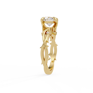 Thorn Branch Twig Bridal Set Round Lab Grown Diamond 14K Yellow Gold Engagement Set <b>Rings</b> IGI Certified Custom Jewelry Wholesale - Product Image 5
