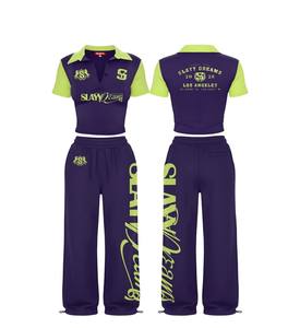 Costume de Carnaval 2026, Ensemble Deux Pièces Personnalisé avec Logo, Vêtements pour Femmes, Tenue Décontractée en Coton, Ensemble Pantalon Évasé Plié pour Femmes, Convient aux Grandes Tailles - Product Image 1