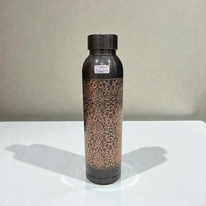 Handcrafted Black Copper <b>Water</b> <b>Bottle</b> Decorative Engraved Ayurvedic Drinkware Reusable <b>Metal</b> Flask Elegant Artisan Hydration - Product Image 2