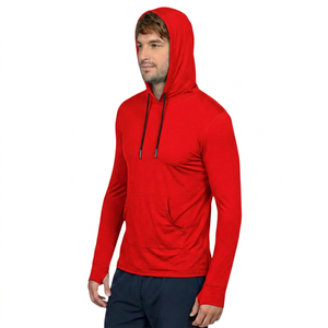 Sudadera con Capucha Negra para Hombre, Manga Larga, Corte Ajustado, Tejido de Poliéster, Color Sólido, Estilo Casual, para Otoño - Product Image 3