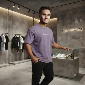 REXFITSPORTS 2026 T-shirt surdimensionné vintage délavé personnalisé pour homme, en coton épais, style streetwear, fabricant de marque privée - Product Image 4