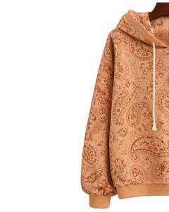 Sudadera con Capucha para Mujer, Diseño Paisley Beige Personalizado, Felpa de Algodón, Estilo Casual, Fabricante Personalizado, Proveedor de Ropa Urbana al por Mayor - Product Image 3