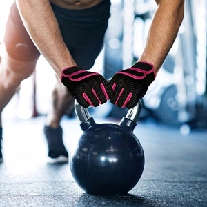 Gants de musculation en cuir rembourrés en gel, demi-doigts, compatibles écran tactile, antidérapants, avec sangle de poignet, respirants, pour le fitness - Product Image 5
