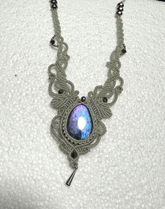 Handmade Macrame Labradorite Buddhism Ball Necklace Natural Rainbow Gemstone Oval <b>Pendant</b> Bamboo Chain Boho Healing Jewelry - Product Image 2