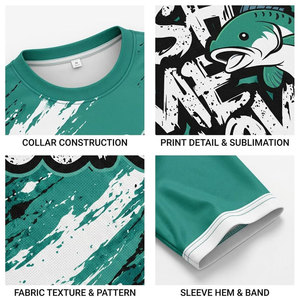 เสื้อยืดโพลีเอสเตอร์แห้งเร็วพิมพ์ลาย Fish Time Luck สำหรับผู้ชาย UPF 50 ชุดตกปลาสำหรับกิจกรรมกลางแจ้ง - Product Image 6
