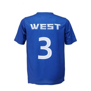 Maillot de football West Blue à col en V, impression sublimée, évacuation de l'humidité, manches courtes, coupe classique pour homme adulte - Product Image 2