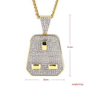 Collar con Colgante de Zirconia Cúbica Estilo Hip Hop, Chapado en Oro, Cobre, Letra Personalizada, Joyería para Fiesta, Boda, Regalo - Product Image 3