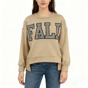Pull en maille à col rond pour femme, couleur lavande, avec broderie de lettres Hawaïennes, coupe classique, style décontracté pour l'automne - Product Image 1