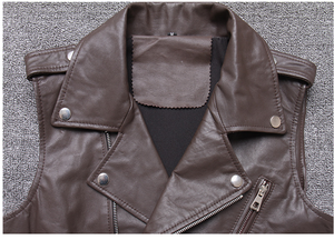 Gilet d'équitation pour homme Vestes de motard marron vintage Vestes sans manches en cuir de vachette naturel pour homme - Product Image 5