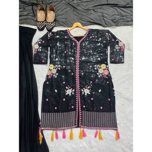 Women's Beautiful Party Wear Set with Sharara Pant Top Dupatta - Product Image 4