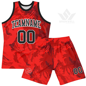 Conjunto de Uniforme de Baloncesto Sublimado Personalizado, Degradado Azul y Rojo, Malla sin Mangas, Absorbe la Humedad, Nombre del Equipo, Número 00, Adulto Unisex - Product Image 5