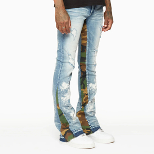 Jeans pour homme sur mesure, haute qualité, style streetwear vintage, confortables, avec poches et fermeture boutonnée. - Product Image 2