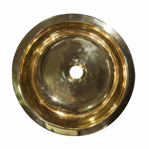 Lavabo de latón para baño con diseño de doble pared exterior, hecho a mano, lavabo decorativo de lujo para el hogar moderno - Product Image 5