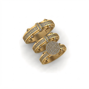 Unisex 925 Silver Gold Plating Fine <b>Rings</b> Lab Grown Diamond Custom 3 <b>Ring</b> <b>Couple</b> Set with Unique Trendy Wedding Engagement Gifts - Product Image 1