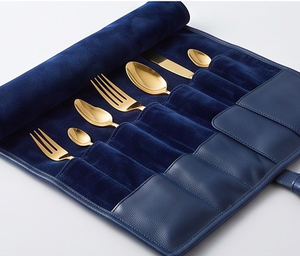 Elegante juego de cubiertos dorados con mangos ornamentados, utensilios metálicos resistentes al óxido con acabado de alto brillo para cenas de boda. - Product Image 6
