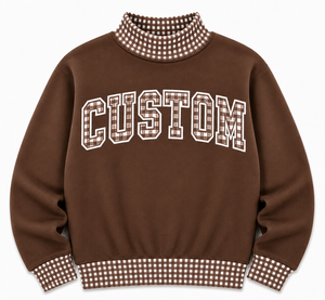 Sweat-shirt personnalisé pour femme à col à carreaux, poignets et ourlet à carreaux blancs, vêtements de boutique OEM ODM - Product Image 1