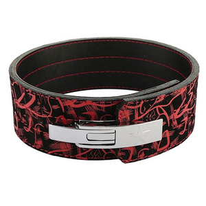 Black <b>Red</b> Patterned 13mm Thick Non-Slip Weight Lifting <b>Belt</b> Metal Buckle Adjustable Waist Support for Strength Training Unisex - Product Image 4