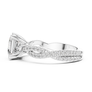 Anillo de compromiso de oro blanco de 14k con micro-pavé de diamantes y tallo retorcido, anillo de diamantes con corte Asscher certificado por GRA a un precio razonable. - Product Image 2