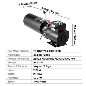 Pompa Idraulica a Singolo Effetto AC 220V 10 Quarti, Nuova Condizione, con Flusso Olio 6.3 L/min e Pressione di Scarico Massima 22 MPa - Product Image 3